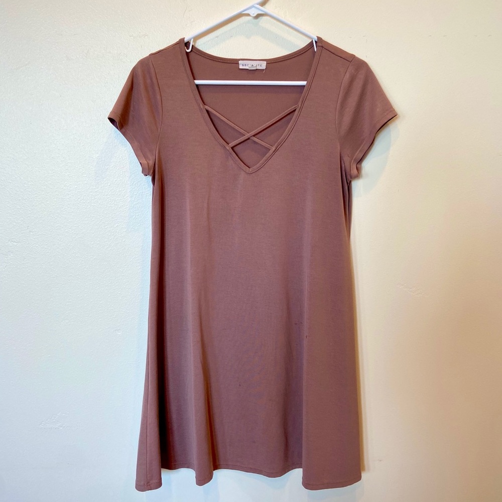 Criss-cross dusty rose slip